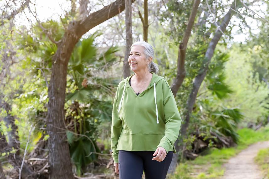 Woman walking outside